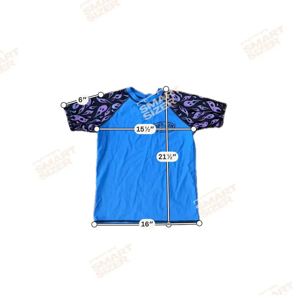Ron Jon Surf Shop Blue Purple Flame Rash Guard Surf Swim Shirt Youth Large Y2K